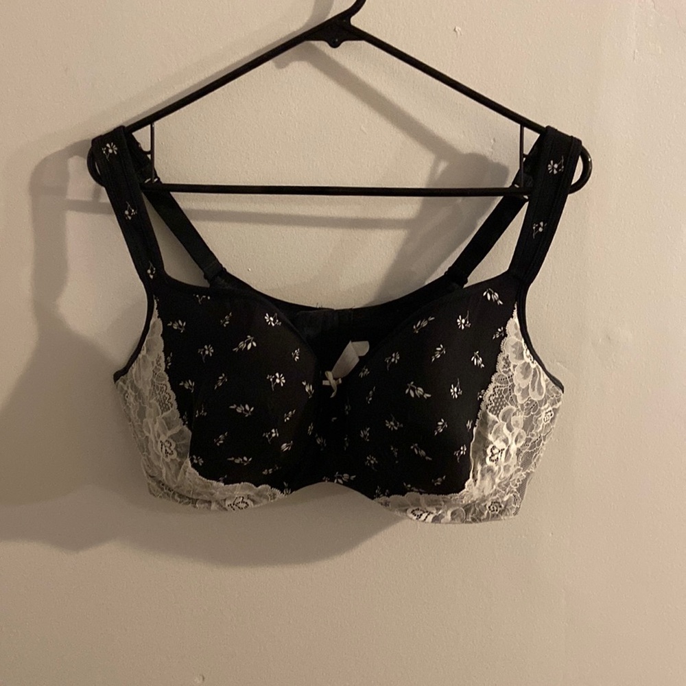 Black and white floral bra